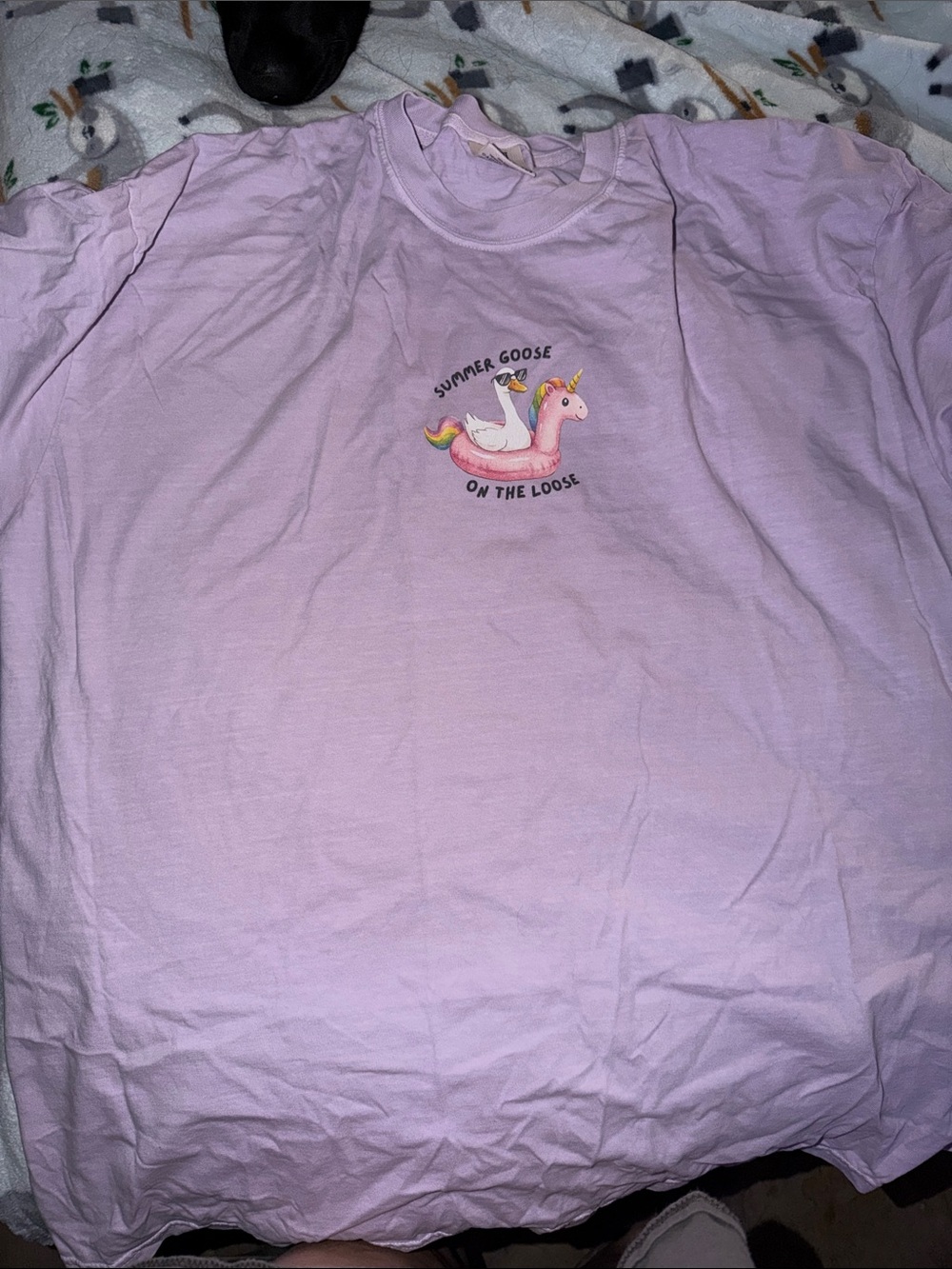 Comfort Colors Lavender Tee with Unicorn Float Graphic